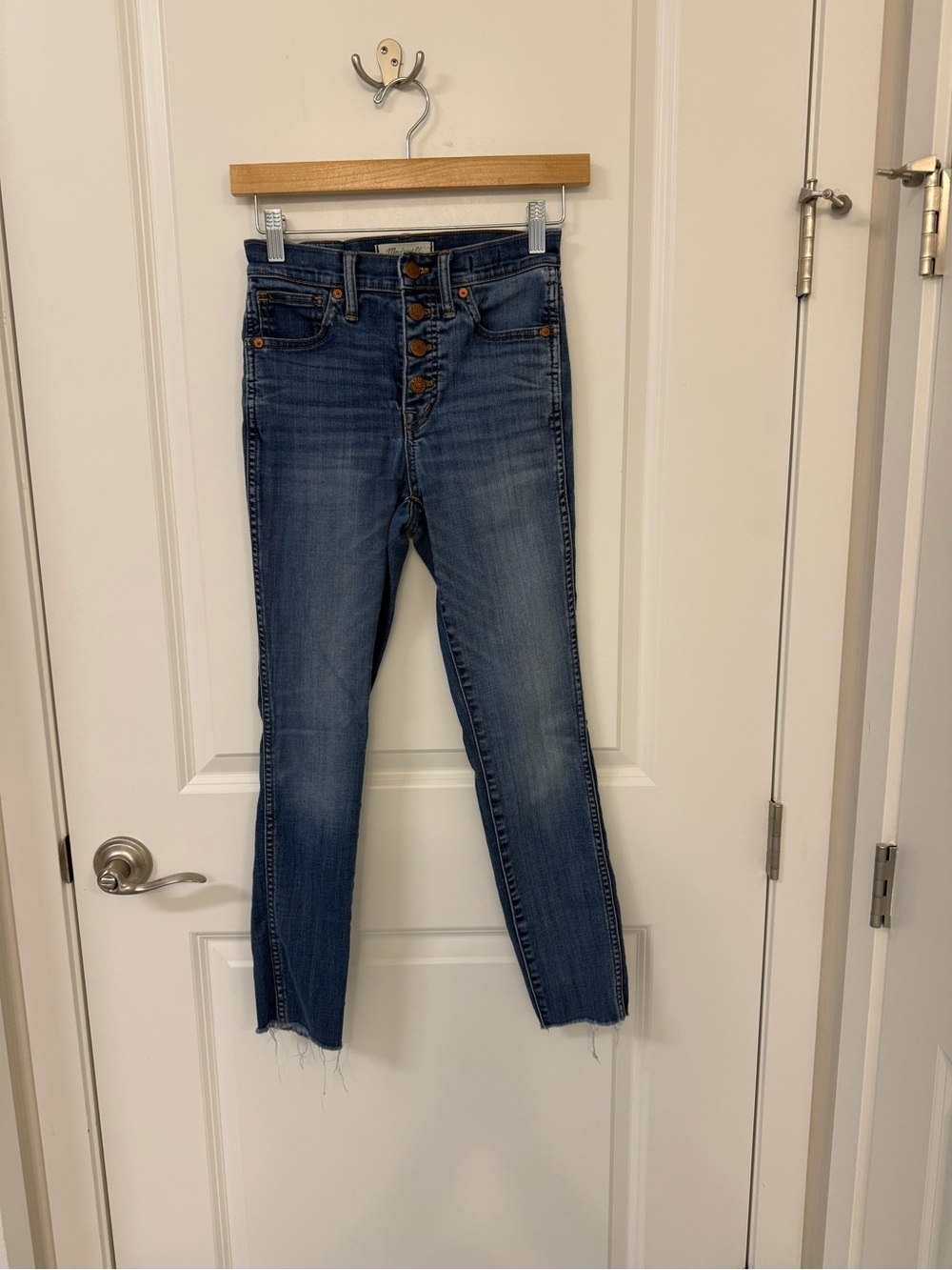 Madewell 9” High-Rise Skinny Crop Jeans Size 24 Button Fly Raw Hem - Picture 4 of 11